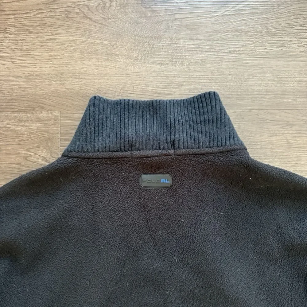 Vintage Polo Ralph Lauren Tech Jacket Black Fleece Crest‎ Zip Mens XL Gorpcore